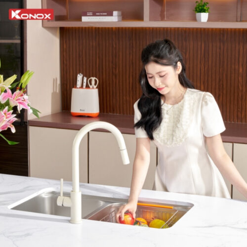 Chậu rửa bát lắp âm 2 hố lệch R50 Tari 8246DU