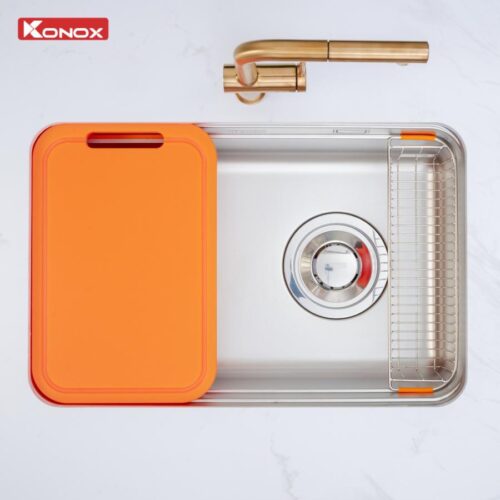 Chậu rửa bát 1 hố phiên bản cá nhân hóa Konox Tari Smart 7047PP thớt cam