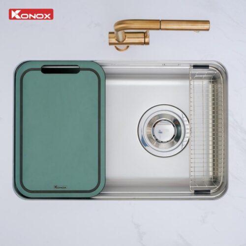 Chậu rửa bát 1 hố phiên bản cá nhân hóa Konox Tari Smart 7047PP thớt xanh