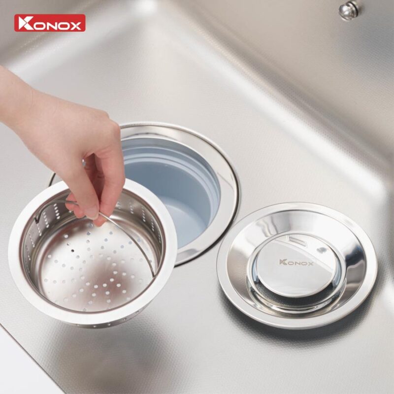 Chậu rửa bát inox 1 hố chống xước Konox Tari Smart 8050