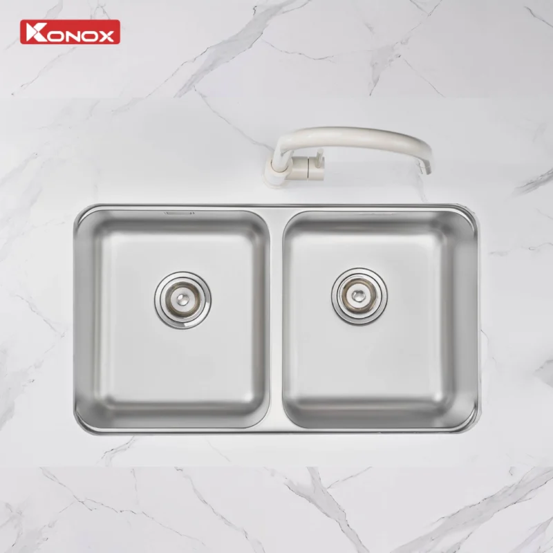 Chậu rửa bát lắp âm 2 hố cân r50 tari 7846SM
