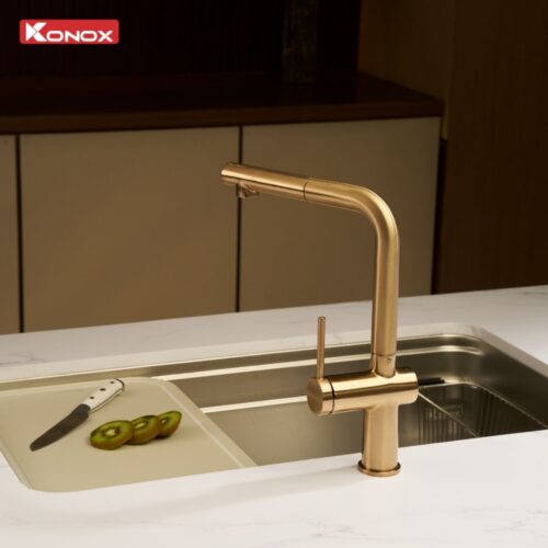 vòi rửa bát dây rút Stream Smart Champagne