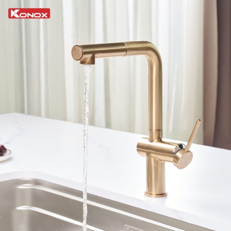 vòi rửa bát dây rút Stream Smart Champagne