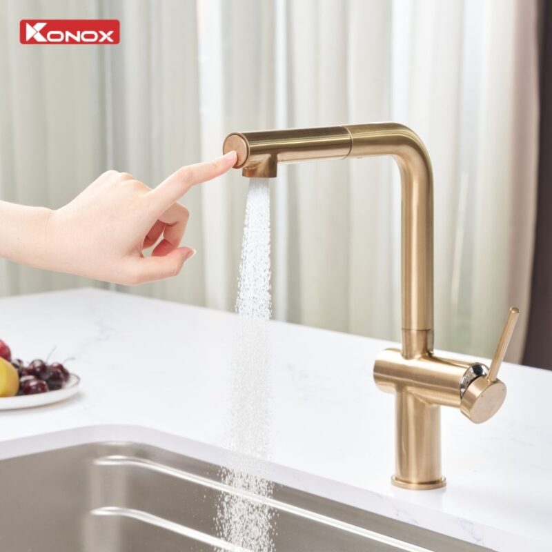 vòi rửa bát dây rút Stream Smart Champagne