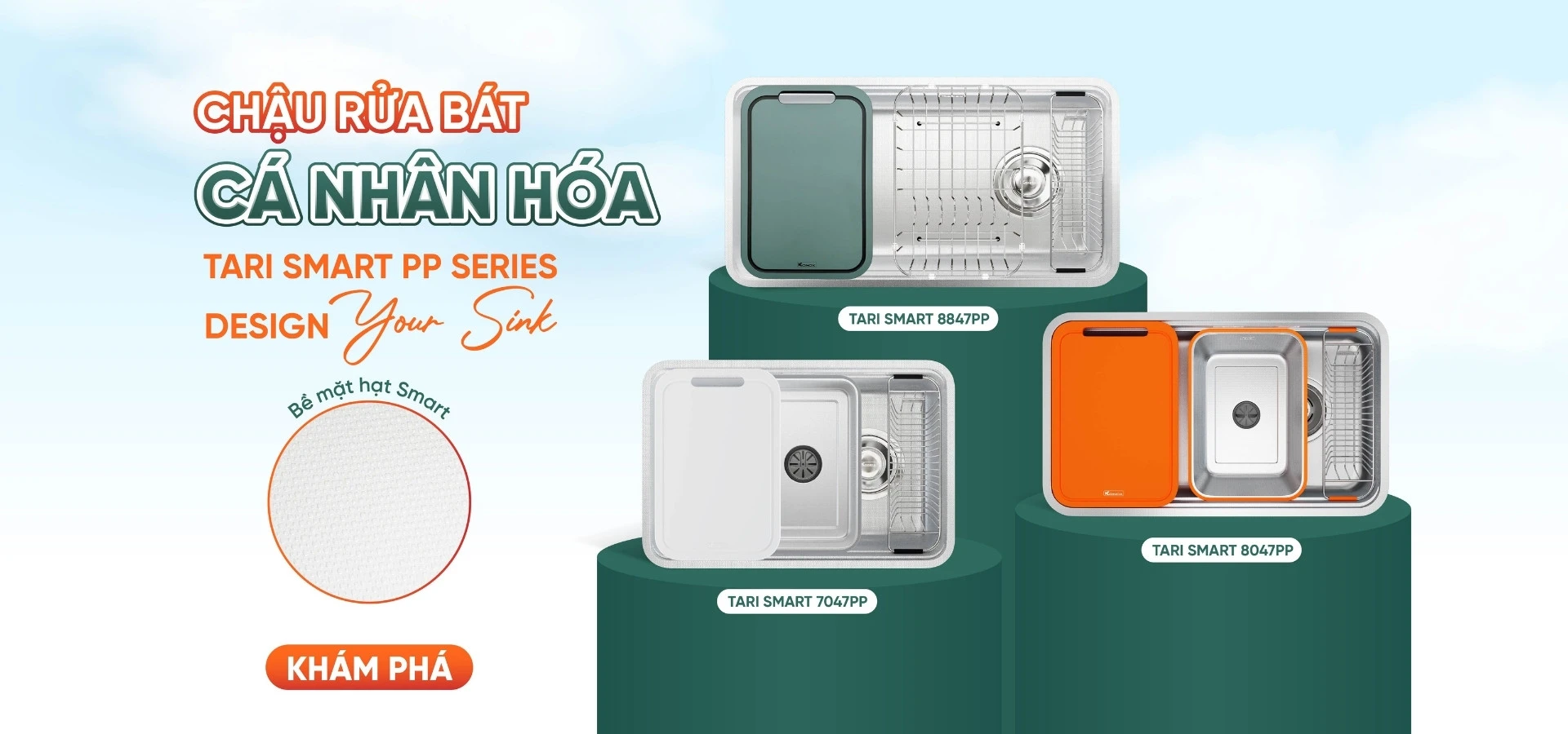 Banner chậu rửa bát cá nhân hóa PP