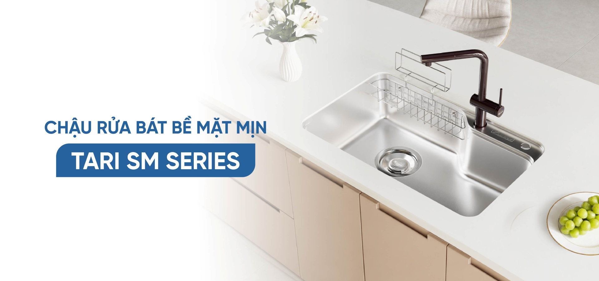 banner chậu rửa bát bề mặt mịn Konox Tari SM Series